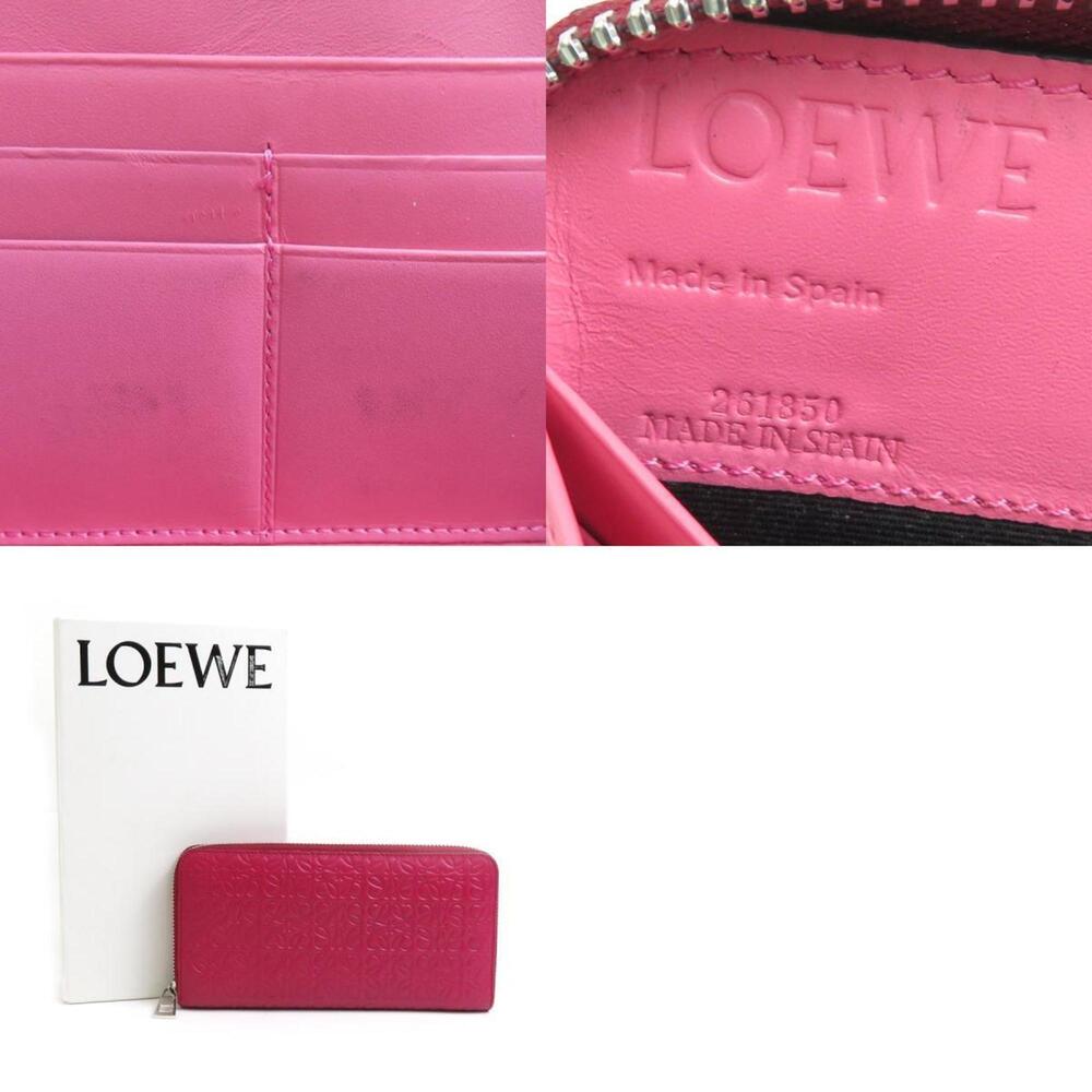 LOEWE Round Long Wallet Anagram Leather Deep Pink Women's h30932a - Picture 5 of 5